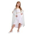 thumbnail image 1 of Moggemol Robe Trapèze en Mousseline à Manches Courtes Cape Princesse pour Filles Enfants Thème Fête Robe de Bal Blanche 12, 1 of 7