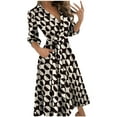 thumbnail image 1 of Fridja Robe Mi-Longue Décontractée à Col en V Imprimée à la Cheville pour Femme Womens, 1 of 5