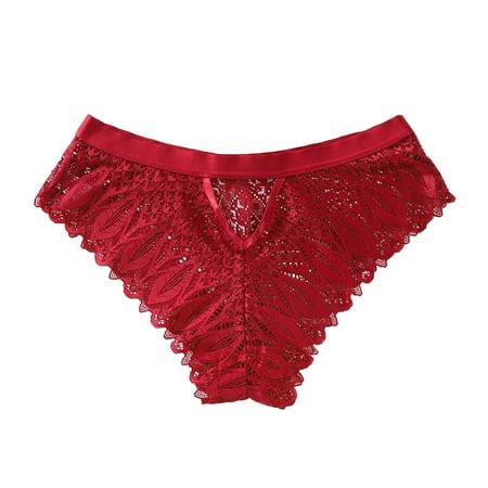 MITCOWBOY Womens Underwear For Women Crochet Lace Panty Sexy Hollow Out Underwear Womens Sexy Underwear Seamless Underwear For Women Red M Clearance