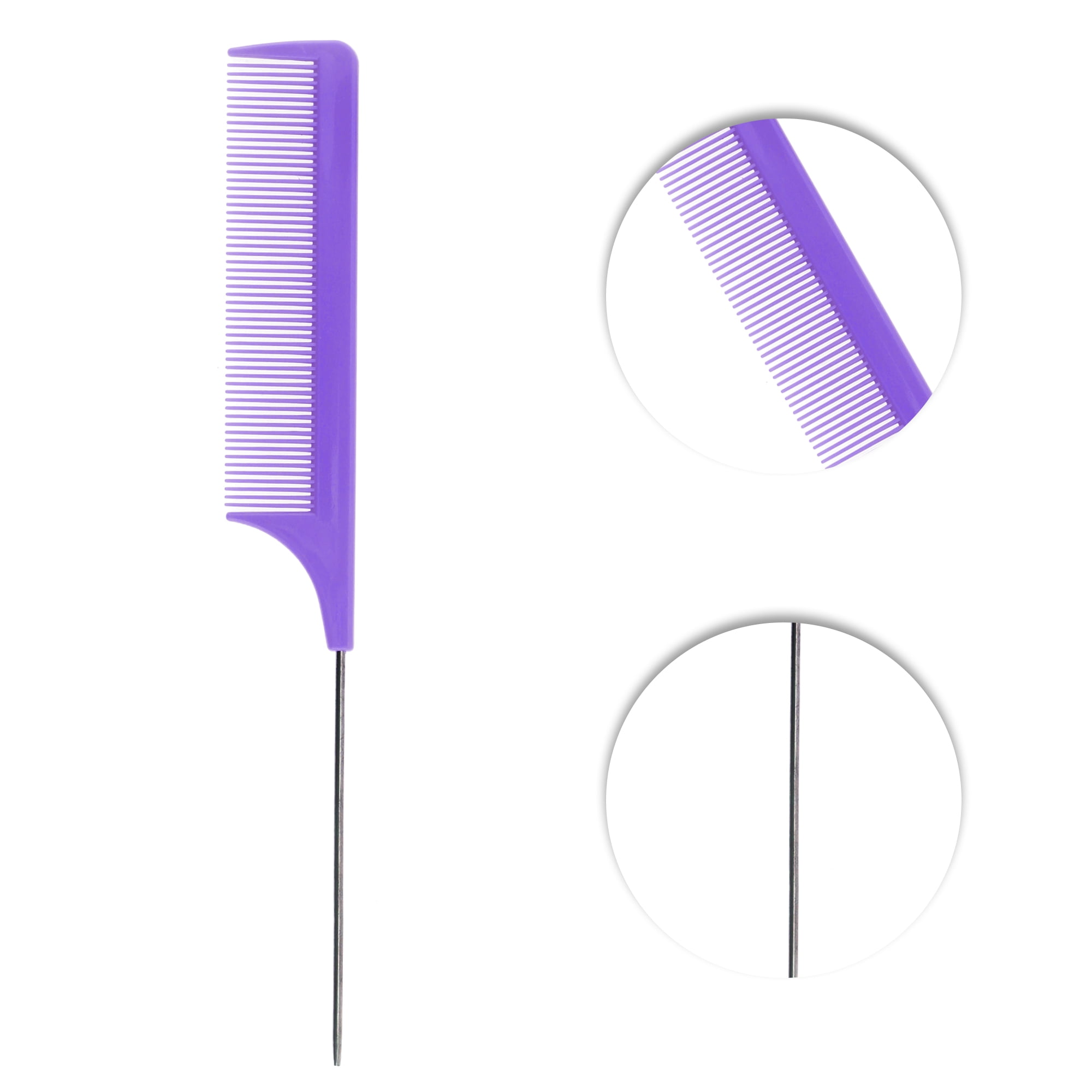 Unique Bargains 3Pcs Women Durable Rat Tail Comb Purple