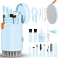 thumbnail image 1 of Djiypn Keyboard Cleaner Kit, Electronics Cleaning Kit with Retractable Big Brush, Portable 20-IN-1 Multi-Tools Kit for Phones, Tablet, Computer, PC, TV Camera Lens with 10ml Mist Spray (Blue), 1 of 9