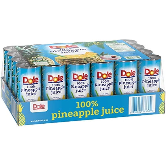 Dole 100% Pineapple Juice, No Added Sugar, Excellent Source of Vitamin C, 100% Fruit Juice, Packaging May Vary, 8.0 Fl Oz (Pack of 24)
