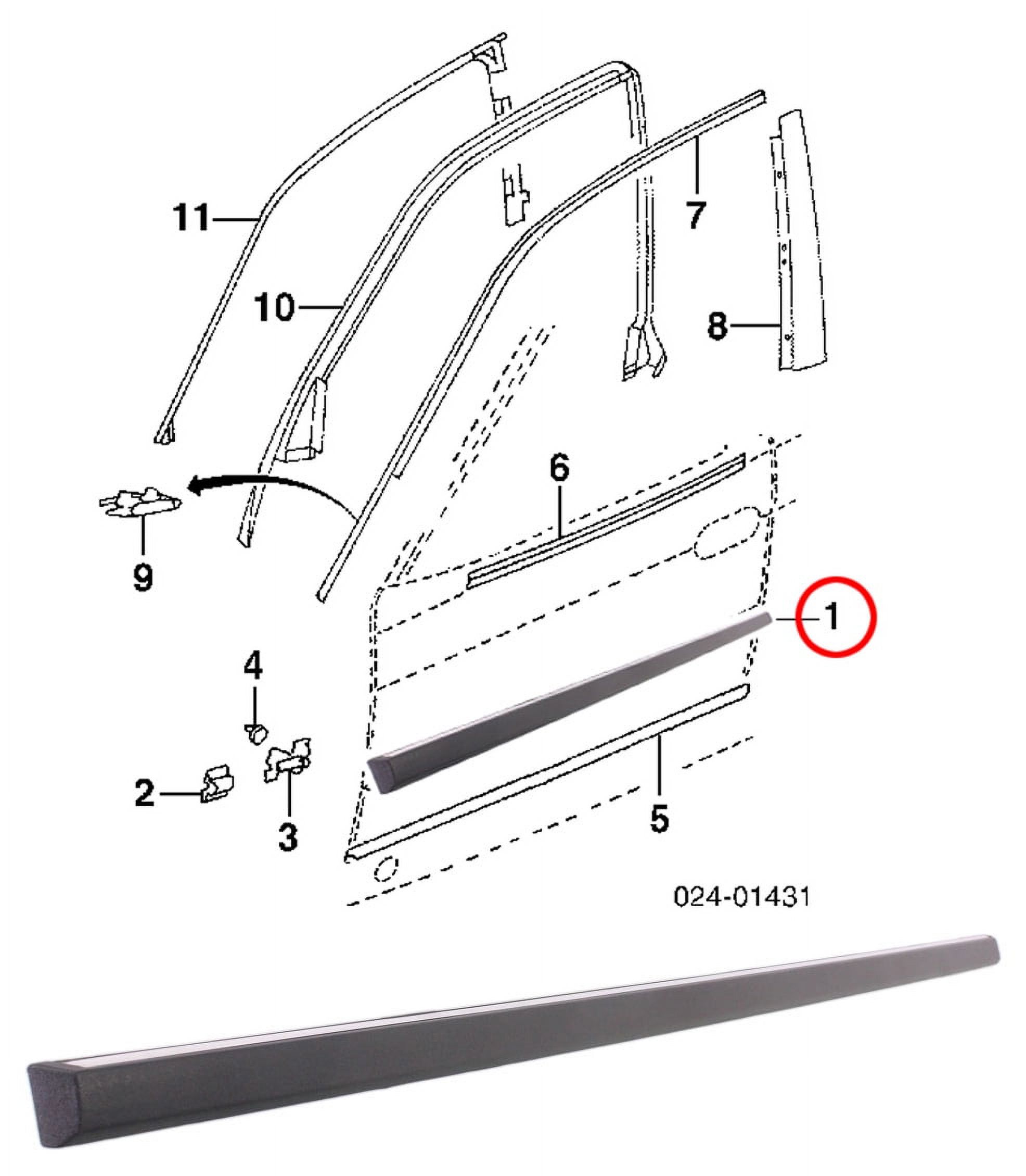 Door Molding and Beltlines Compatible With 1995-2001 BMW 750iL 1995, 1997-2001 740i Front, Left Driver