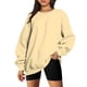 thumbnail image 1 of ICHUANYI Clearance Fashion Woman Long Sleeve Round Neck Loose Sweatshirt Solid Blouse Tops(Beige, S) ICHUANYI WER2023080903916, 1 of 6