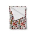 thumbnail image 2 of London Soft Flannel Fleece Throw Blanket, Doodle English Crown London Cab Telephone Booth Watch Big Ben Umbrella Bicycle, Cozy Plush for Indoor and Outdoor Use, 60" x 80", Multicolor, by Ambesonne, 2 of 6