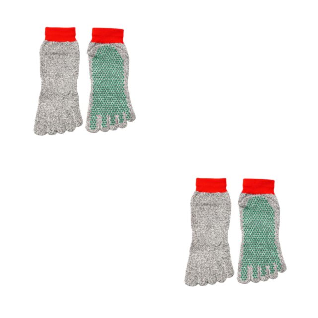 Maytalsory Stay Secure And Comfortable With 5 Toe Separation Socks For Barefoot Activities Gray green red bind 2Set
