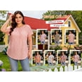 thumbnail image 4 of Cuteduck Women Plus Size Tops Short Sleeve Shirts Casual Floral Print Chiffon Blouses Loose Flowy Crewneck Pleated Top（1X-5X）, 4 of 9