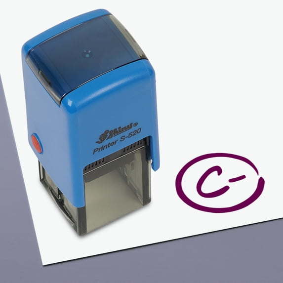 Printtoo TeachersStampGrade C Minus Self,Inking RubberStampMotivation Encouragement Review Messages Grading For Homework School Classroom - Violet
