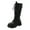 Black, variant on Lovskoo 2024 Women's Middle Mid Calf Boots Round Toe Platform English Style Thick Soles Lace-Up High Tube Dressy Biker Boots Black