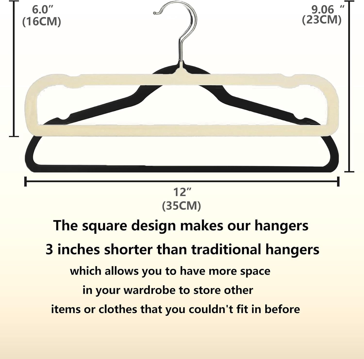 VelvetHangers, 20pcs Heavy Duty Flocked Pant Hanger with Non-SlipTrouserBar, 35cm(L) Adult Clothes Hangar with Swivel Hook, Slim Felt Perchas Terciopelo for Shorts, Dress, Scraf, Bar (Beige-Silver)