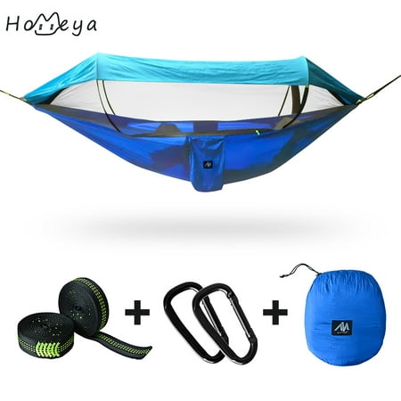 Outdoor Camping Hammock Cot with Removable Mosquito Net,homeya Portable Double Persons Garden Hanging Nylon Jungle Bed Swing Bug Net Cot for Relaxation,Traveling,Outside Leisure