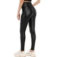 thumbnail image 3 of Women's Faux Leather Thermal Leggings Fleece Lined Warm Yoga Pants with Pockets, 3 of 8