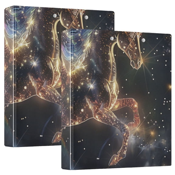 Pegasus Constellation 3 Ring Binders 1.5 inch Hardcover File Folders with Interior Pockets A4 Size Organizer for School Office Hospital Set of 2