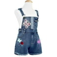 thumbnail image 3 of Peacolate 5-10T Little&Big Girls Adjustable Straps Short Overalls Jeans Outfits,Butterfly and Rose,5-6Years, 3 of 5