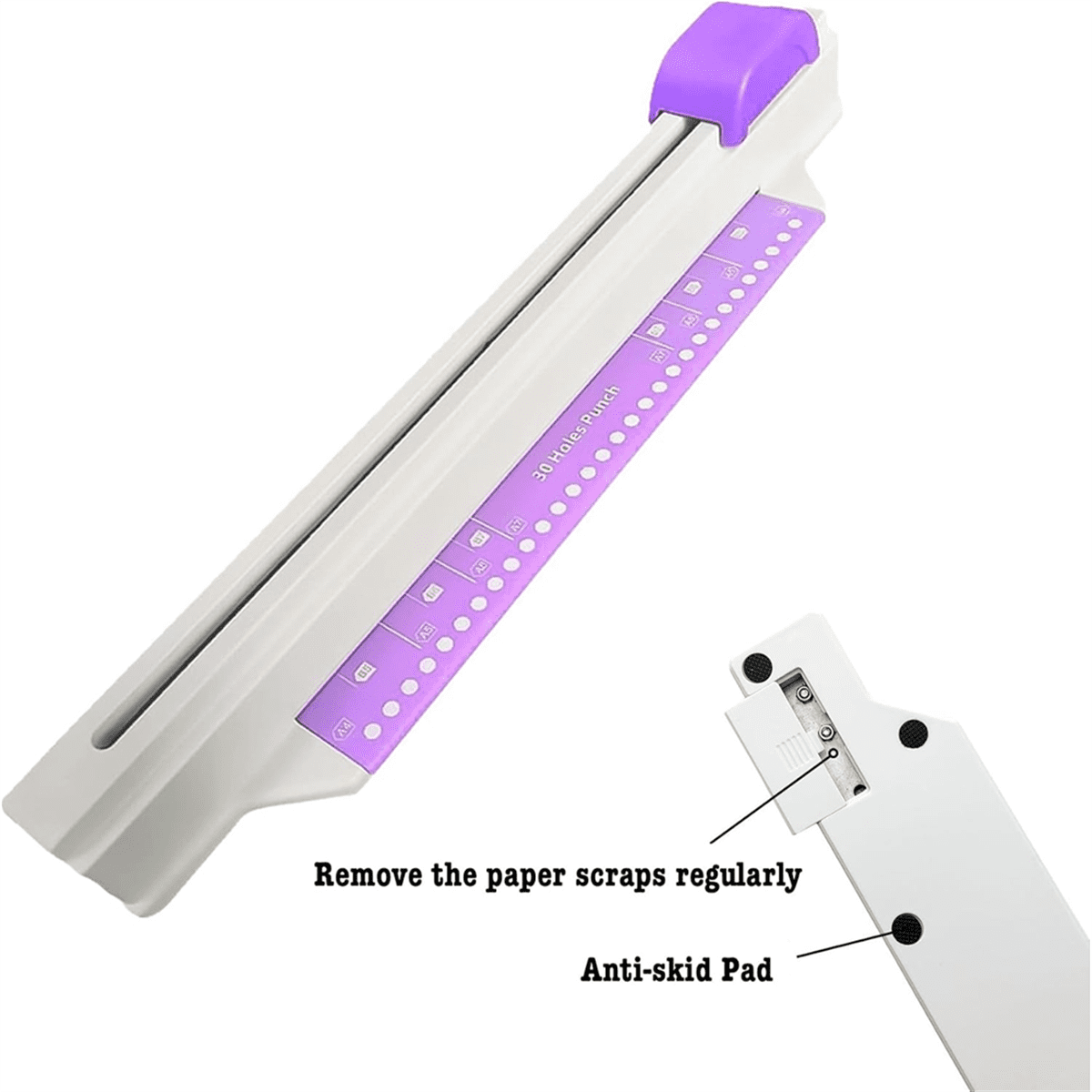 30 Hole Punch Binding Machine, Hand Push Loose Leaf Hole Punch, A4 A5 A6 A7 B5 B6 B7 Book Binder Notebook Spiral Binding