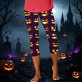 thumbnail image 4 of Yeaiivve Print Capris for Women Halloween Pumpkin Graphic Skinny Pants Elastic High Waist Workout Legging Stretchy Cozy Pajama Bottoms L, 4 of 8