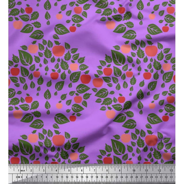 Soimoi Rayon Fabric Leaves & Fruits Print Fabric by Yard 56 Inch Wide
