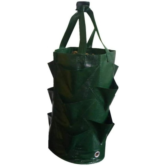 Gallon Hanging Grow Bag for Growing Strawberries, Tomatoes, Peppers, Cucumbers, Herbs, Lettuce, Green Vegetables, Flowers, etc. (Green)