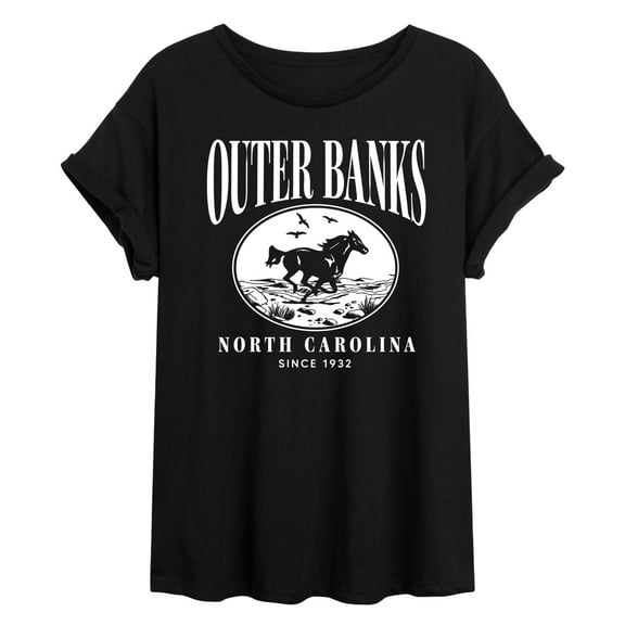 Instant Message - Outer Banks Running Horse - Women's Oversized Graphic T-Shirt