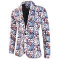 thumbnail image 3 of Moda para hombre ocio Navidad impreso bolsillo botones manga larga cuello en V traje grandes trajes masculinos ocio ocio traje abrigo, 3 of 4