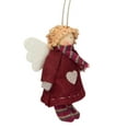 thumbnail image 4 of Angel Girl with Wings Hanging Christmas Ornament - 4.25" - Burgundy and Beige, 4 of 6