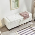thumbnail image 2 of Aukfa 48" Storage Ottoman Bench with Safety Hinges, Upholstered Tufted Faux Leather Bench for Bedroom, Living Room & Entryway, White, 2 of 8