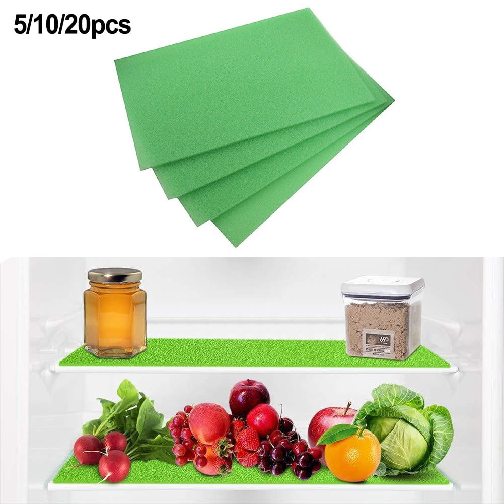 Refrigerator Liners Washable, 10Pcs Fridge Drawer Liners Mats, Shelf Liner Reusable Sponge Keeps Produce Fresh Longer, Fruit & Veggie Life Extender