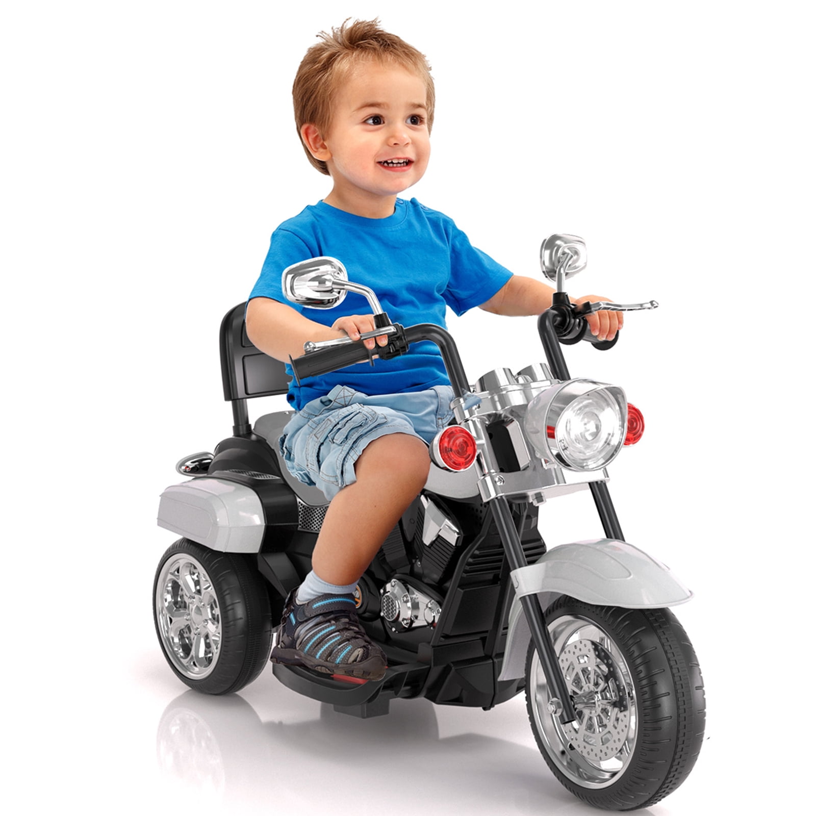 KORIMEFA 3 Wheel Kids Ride On Motorcycle 6V Battery Powered Electric Toy White