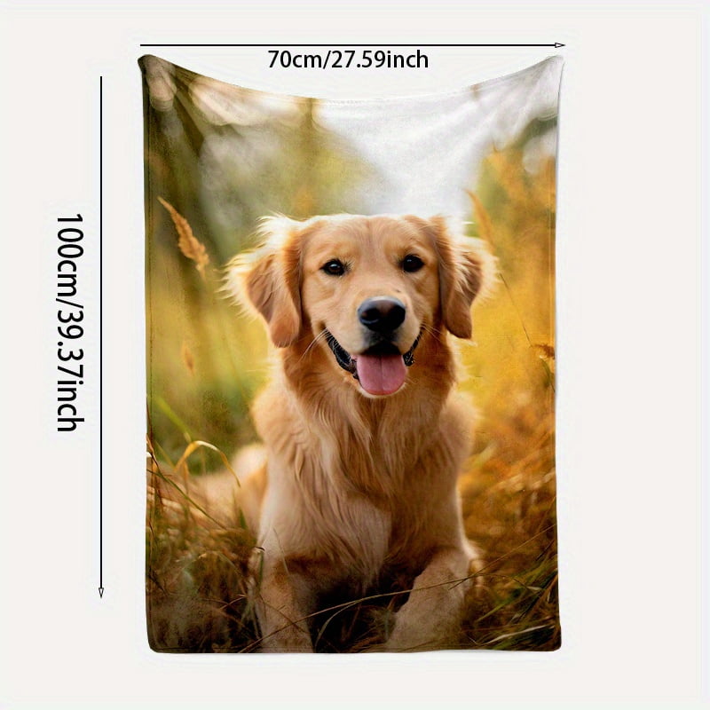 Golden Retriever Dog Blanket - Ultra-Soft 100% Polyester Flannel, 200-250gsm All-Season Cozy Throw for Sofa, Camping & Home Decor - Contemporary Digital Print Pet Lover Gift