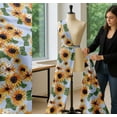 thumbnail image 5 of Soimoi Blue Cotton Poplin Fabric Leaves & Sunflower Floral Print Fabric by the Yard 42 Inch Wide, 5 of 7