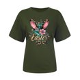 thumbnail image 3 of UPPADA Femmes Heureux Easter T-Shirt Bunny Lapin Graphique T-Shirt Manche Courte Drôle Lettres Imprimées Chemises Manche Courte Col Rond Tuniques Hauts Vert Armée,m, 3 of 5