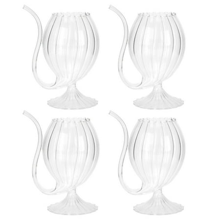 

NUOLUX 4 Pcs Exquisite Striped Juice Glass Transparent Wine Cup Creative Beverage Cup