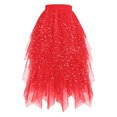 thumbnail image 2 of Tutu Tulles Skirts for Women Sparkly Star Sequins Skirt Layered Skirt Cake Irregular Midi Tutu Skirt Elastic High Waist Tutu Fairys Skirts Casual Cocktail Party A Line Mesh Midi Skirt, 2 of 5