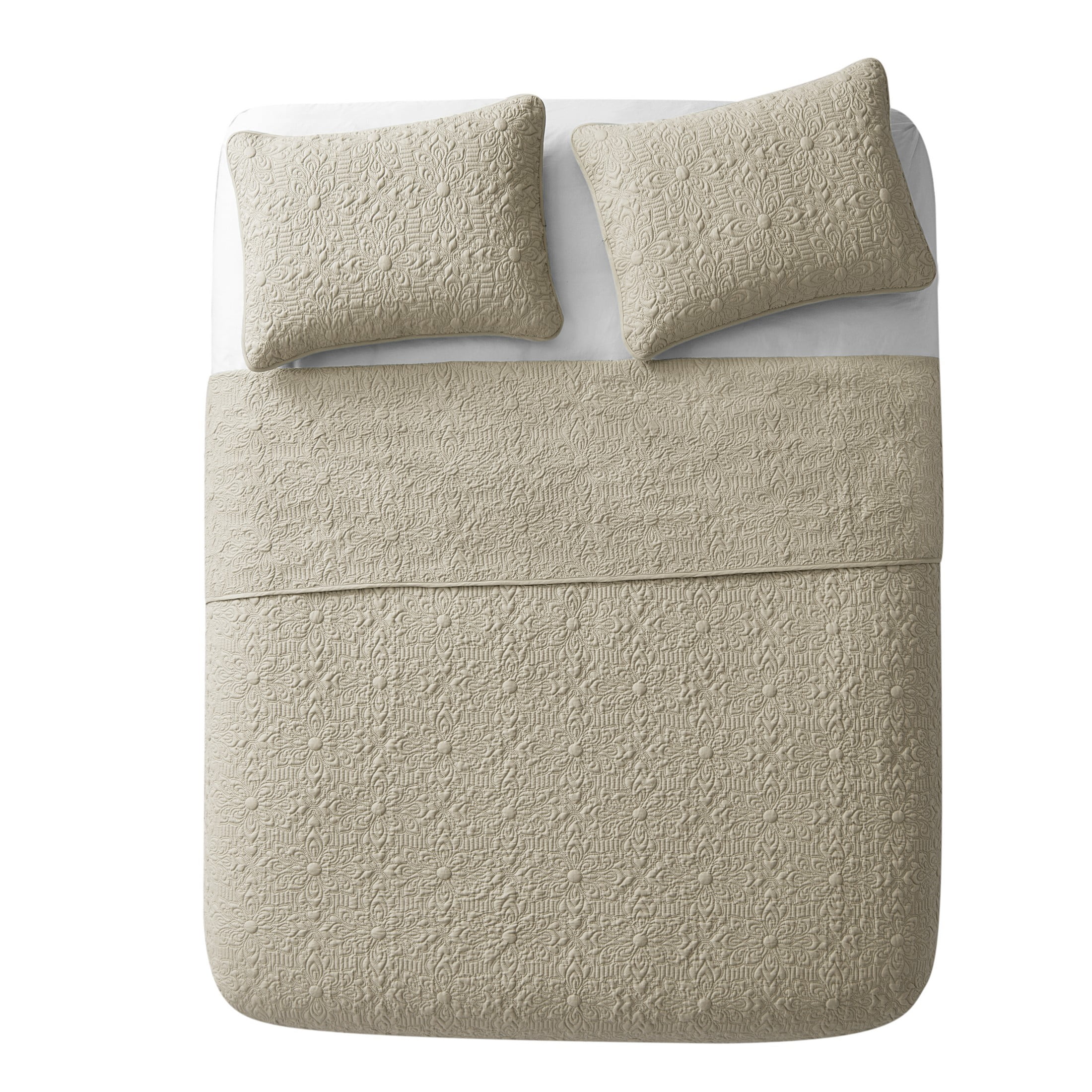 VCNY Home Caroline 3-Piece Taupe Floral Quilt Set, Full/Queen, Adult, Unisex