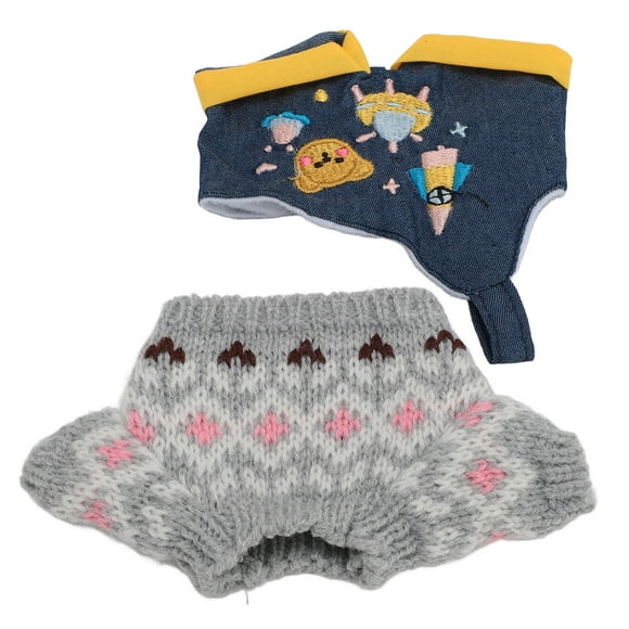 Kpop Doll Clothing, Playful Cotton Fabric Bear Pattern Non Damage Long Lasting Plush Doll Clothes  for Collection Gray