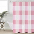thumbnail image 2 of Pink White Plaid Shower Curtains for Bathroom Waterproof Fabric Bath Curtains Decor Bath Tub Curtain Buffalo Pastoral Check Geometric Farmhosue Decorative Shower Curtain Sets with Hooks, 72x72 Inch, 2 of 6