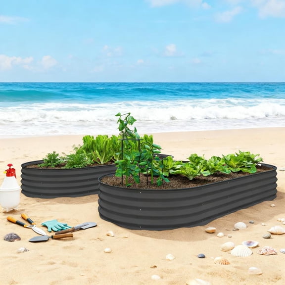 2PCS Raised Garden Bed Set, 7' x 3' x 1'