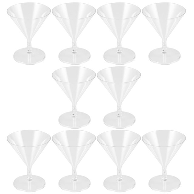 Copas de Martini 10 piezas Cóctel Desechable Copa de Vino Espesar ABS