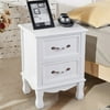 Goplus Nightstand End Side Table Storage Display Room Furniture Decor w/ 2 Drawers White