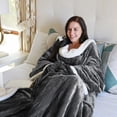 thumbnail image 5 of Catalonia Wearable TV Blanket with Sleeves Arms Warm Micro Plush Sherpa Fleece for Adult Large Wrap Throw Robe 72 x 55”, 5 of 7
