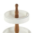 thumbnail image 6 of DecMode 15" x 24" White Wood 3 Tiered Server with Brown Turned Stand, 1-Piece, 6 of 15