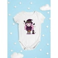 thumbnail image 3 of Cute Witch Girl W Kitten Bodysuit Infant -Image by Shutterstock,  6 Months, 3 of 4