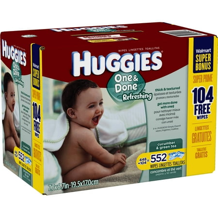 HUGGIES One and Done Refreshing Baby Wipes Refills, 552 sheets