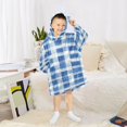 thumbnail image 6 of FORMRS Wearable Blanket Hoodie with Sleeves for Kids Cozy Flannel Sweatshirt, Blue Plain, 6 of 7