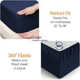 thumbnail image 4 of Js sanders 600 Tc Top Split Head King Sheet Set for Adjustable beds - Sleep Number Flex Sheets - 28" Split Top 100% Sheets - Cotton Sheet Set - Navy Blue - 15 inch Deep pocket, 4 of 8