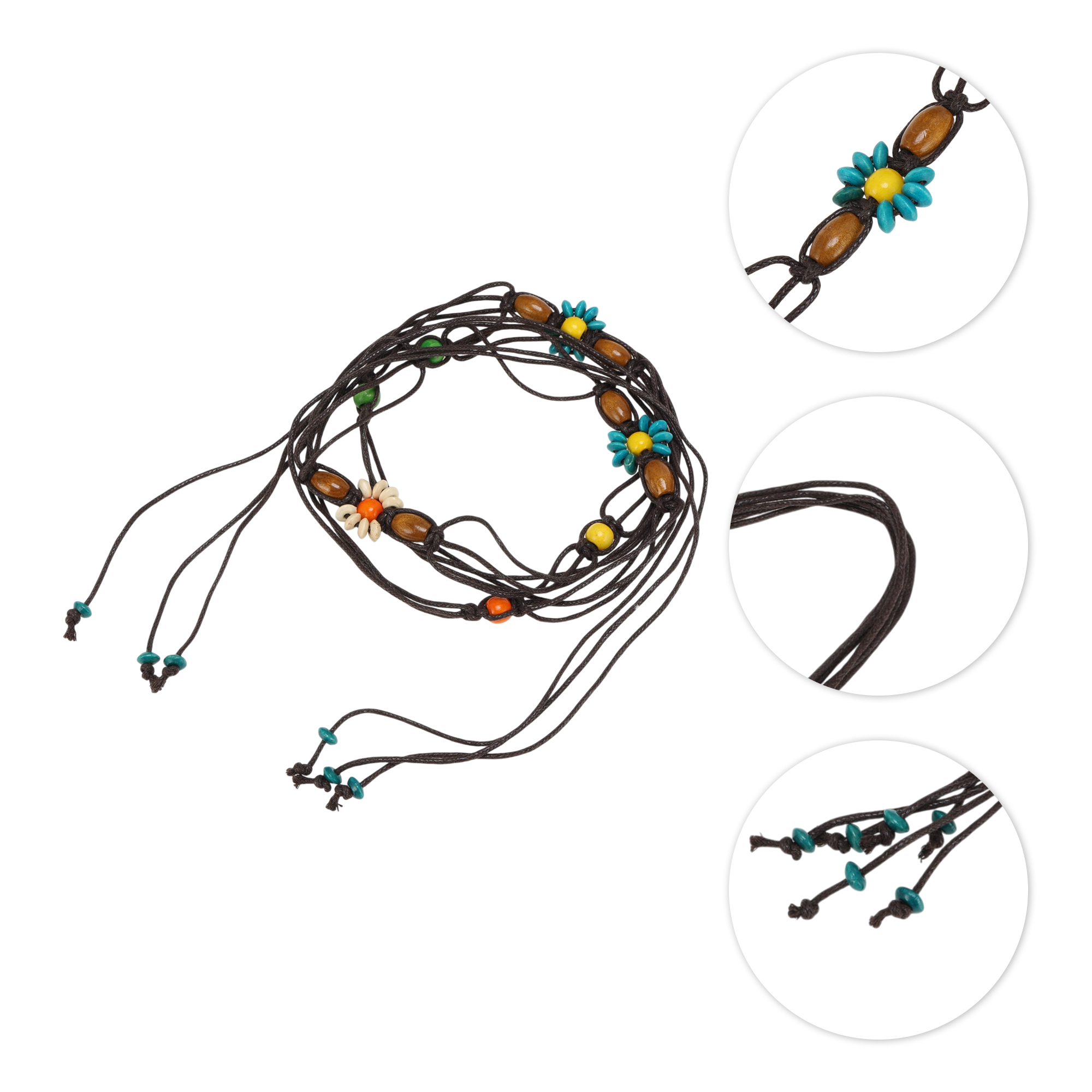 Unique Bargains Hand-woven Handmade Cord Belt 1 Pc Deep Brown, Colorful