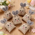 thumbnail image 6 of Easter Bunny Gift Bag Burlap Drawstring Pouch, Fluffy Ear Candy Treat Bag for Spring Party, Reusable Jute Goodie Bag for Egg Hunt, Cute Rabbit Favor Bag for Childs Birthday Holiday Decoration Set, 6 of 6
