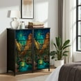 thumbnail image 6 of Dresser for Bedroom with 4 Storage Drawers Nighttime Desert Artwork Earthy Tones Stained Glass Dressers Chest of Drawers Steel Framed Fabric Closet Organizers for Entryway Western Decor, 6 of 7