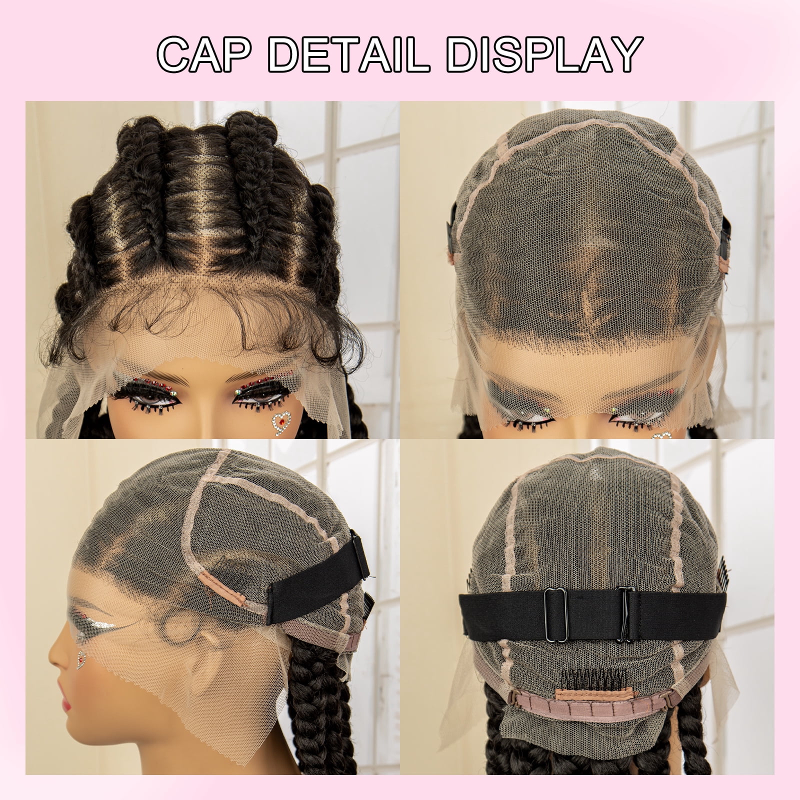Full Lace Braided Wigs Synthetic Cornrow Box Braids Wigs for Women Lace Frontal 16 Inches Knotless Braiding Wig with Baby Hair