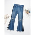 thumbnail image 3 of inhzoy Kids Girls High Waist Distressed Flared Jeans Bell Bottom Denim Trousers 01BlueA 10, 3 of 8